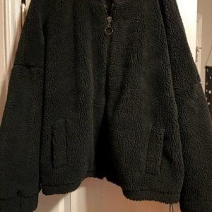 Oversized fluffy black jacket